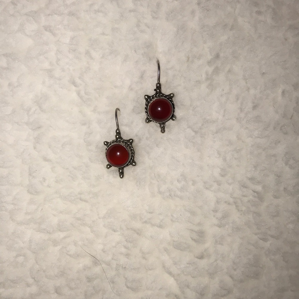 HAND MADE,  ONE OF A KIND red stone earrings.
